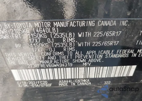 2016 Toyota Rav4 Xle z USA, uszkodzony, nr VIN 2T3RFREV6GW494319